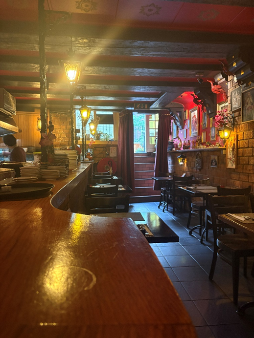 Restaurant interior with bar and traditional Dutch atmosphere